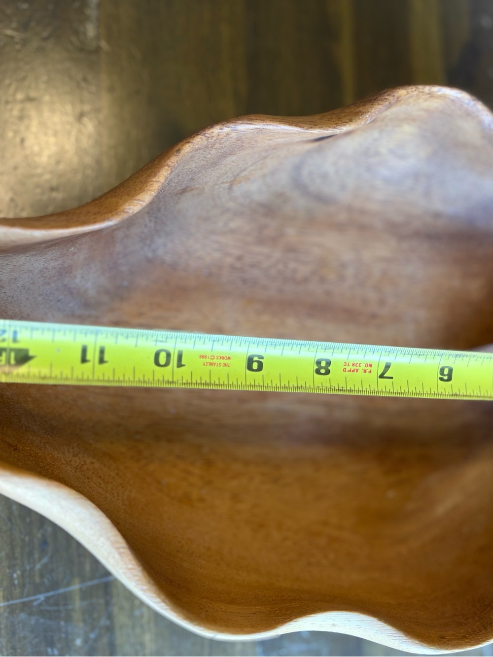 Monkey Pod Bowl Vintage Leaf Wood Serving Dish Hosting Server - Picture 2 of 5